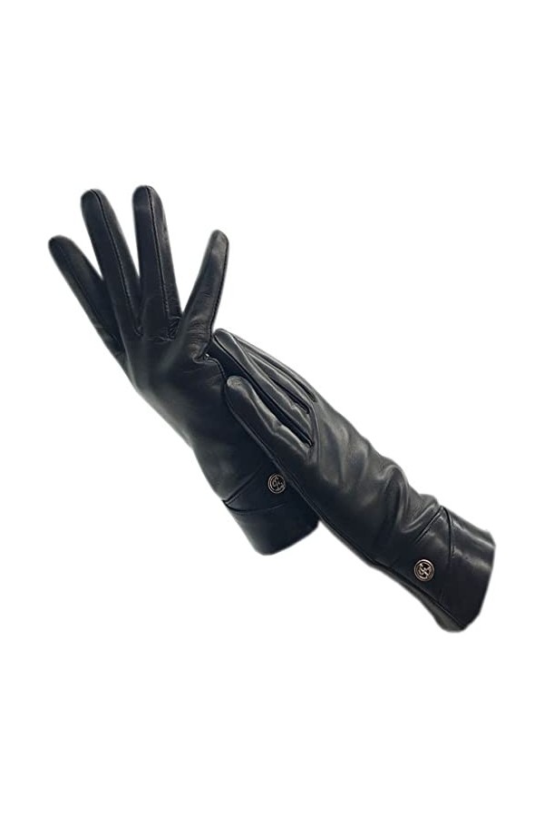Gants dhiver en Cuir pour Femme Noir Doublure Chaude Conduite Cyclisme Gants de Protection Contre Le Froid Color : Black, S
