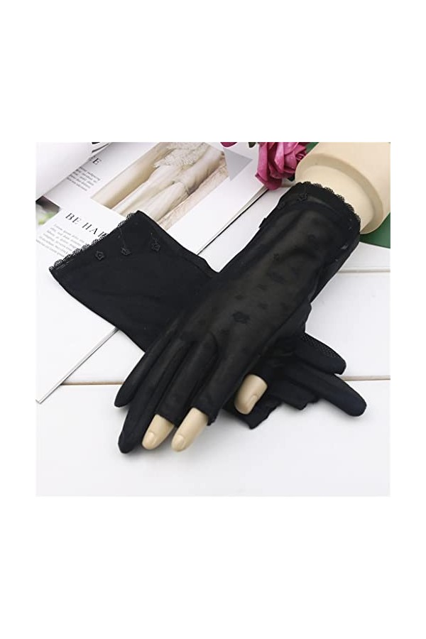 YANYUESHOP Gants de Conduite dété Demi Doigt Dames Section Mince sans Doigts Section Courte Soie Glacée Printemps et été Co
