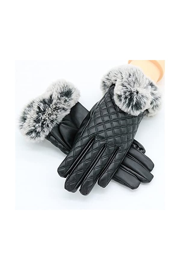 TWDYC Écran Tactile Gants en Cuir Femmes Automne Hiver Épais Élément Évolte Évolle Etanche Everoth Outdoor Vélo Mitaines Col