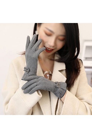 GLUXIT Gants Hiver Femme Printemps Et Automne Modèles Mince Stretch Coupe Polaire Écran Tactile Froid Voiture Électrique Col