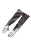 Gants longs en cuir pour femme - Gants longs - En cuir coloré, tons argentés, S-40cm