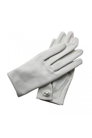 Gants dhiver en cuir pour femme avec perles blanches, blanc, XL