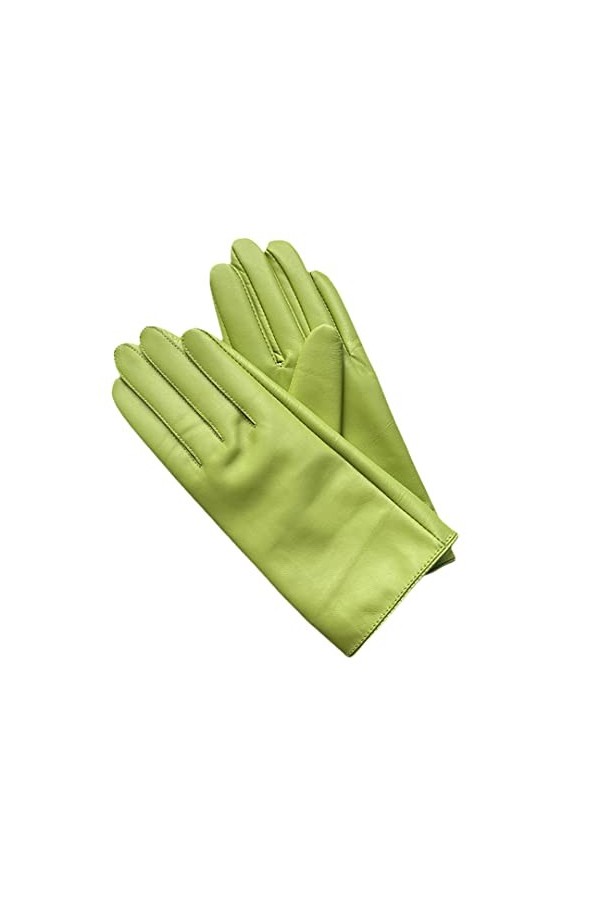 Gants dhiver en cuir pour femme avec perles blanches, blanc, XL