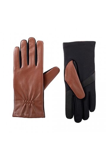 Isotoner Women s Stretch Leather Gloves - A30357 Caramel, L/XL 