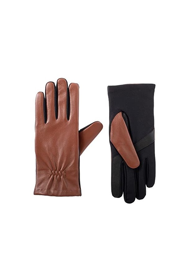 Isotoner Women s Stretch Leather Gloves - A30357 Caramel, L/XL 