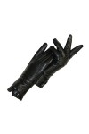 RWRAPS Gants dhiver en cuir pour femme, peluches chaudes, doublure douce, moufles à fermoir riveté couleur : noir, taille :