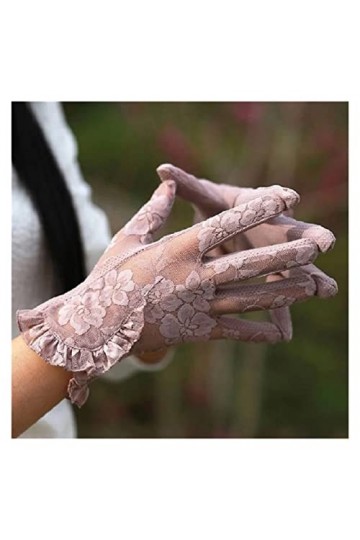 Gants à écran Tactile en Dentelle Crème Solaire dété Dames Conduite Antidérapant Cyclisme Dentelle Gants en Feuille de Lotus