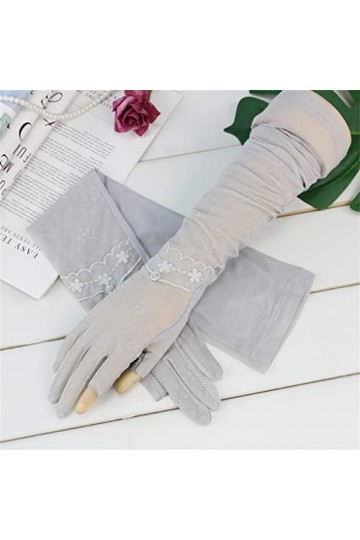 YANYUESHOP Ice Silk Gants Femme été Mince Longue Section Conduite Voiture électrique Fingerless Sleeve Arm Guard Color : V, 