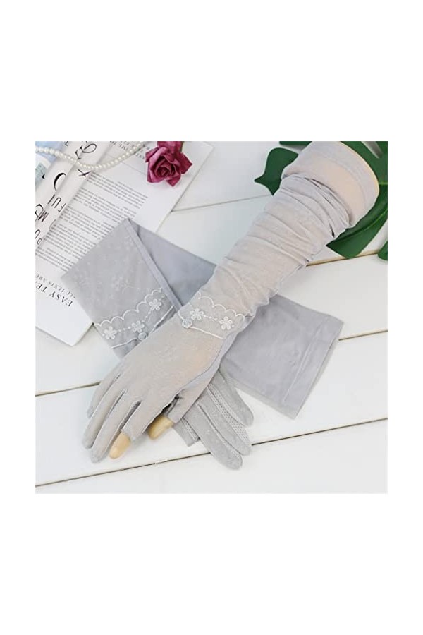 YANYUESHOP Ice Silk Gants Femme été Mince Longue Section Conduite Voiture électrique Fingerless Sleeve Arm Guard Color : V, 