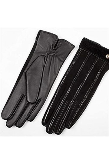 GUFYRH Automne Hiver Dame Gants en Cuir Femme Écran Tactile Doublé Femme Gants Color : Argento , Size : M 