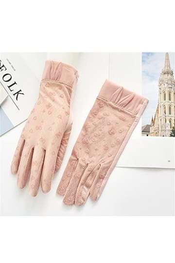 Été Printemps et Automne Gants Femmes Glace Soie Cyclisme Écran Tactile Pare-Soleil Manches Respirant Color : C, Size : 23.9