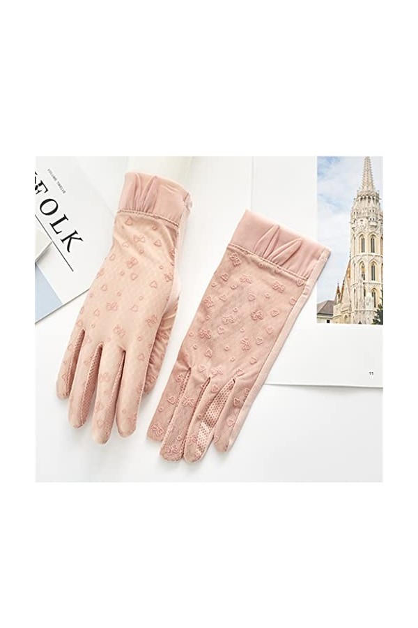Été Printemps et Automne Gants Femmes Glace Soie Cyclisme Écran Tactile Pare-Soleil Manches Respirant Color : C, Size : 23.9