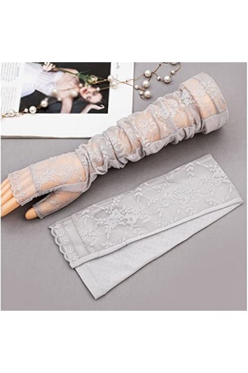YANYUESHOP Armguard Ice Silk Sleeves Driving to Work Gants Lace Sleeves Summer Womens Ice Sleeves Color : A, Size : One Siz