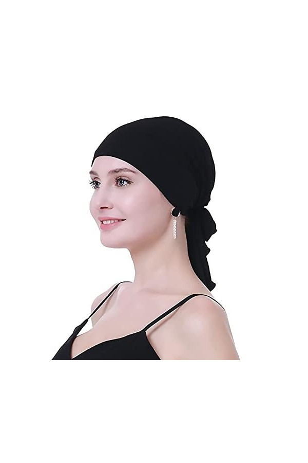 Turbans pour Femmes, Casquettes Turban du Sommeil Coton, Étendue Turban Bonnet, Femme Mode Pré-Noué Bonnet de Pertede Cheveux