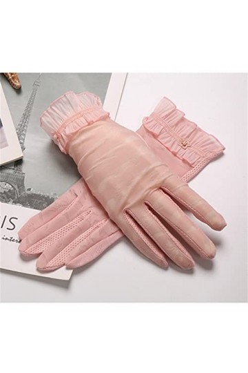 YANYUESHOP Gants Dames Section Mince Respirant Conduite Équitation Dentelle Écran Tactile Soie Glacée Printemps Automne Été 