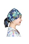 Ousyaah Chapeau de Travail avec Boutons Unisexe Infirmière Bonnet Chirurgical Tissu Turban Chimio Coton pour Homme Femme, Cas