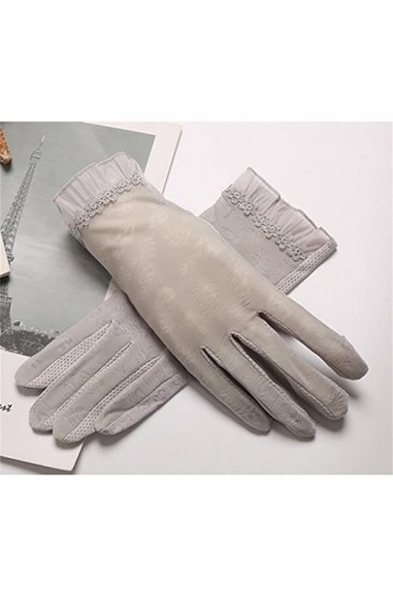 YANYUESHOP Gants en Dentelle de Soie Glacée Section Mince dété pour Femmes Conduite et Équitation Écran Tactile Respirant sa