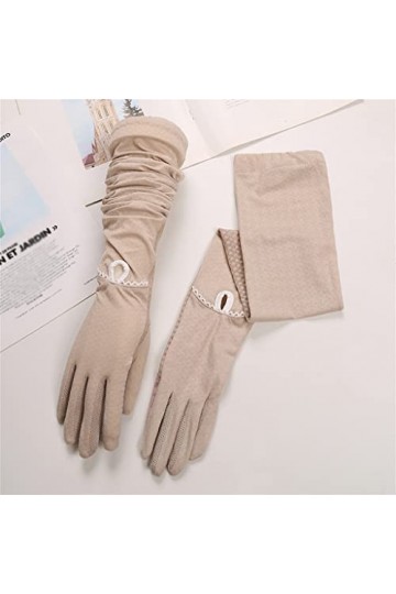 YANYUESHOP Dentelle Maille Gants Longs Femmes Été Glace Soie Mince Respirant Écran Tactile Manches Color : B, Size : 61 * 17