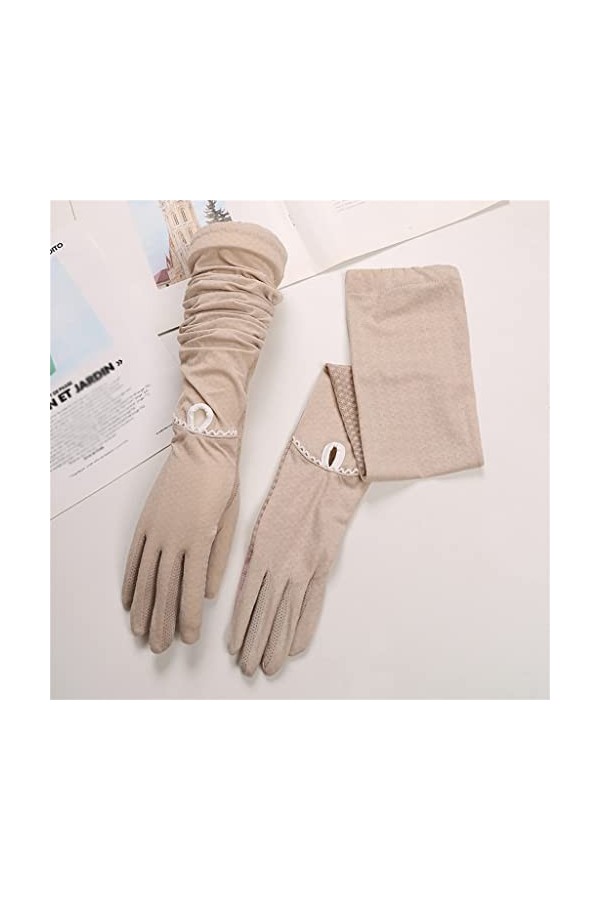 YANYUESHOP Dentelle Maille Gants Longs Femmes Été Glace Soie Mince Respirant Écran Tactile Manches Color : B, Size : 61 * 17