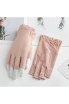 YANYUESHOP Glace Soie Été Mince Femme Dentelle Écran Tactile sans Doigt Élastique Respirant Demi-Doigt Gants de Conduite Col
