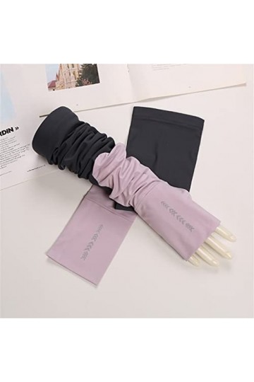 YANYUESHOP Gants sans Doigts Protège-Bras de Conduite en Plein Air pour Femmes à Section Mince dété à Blocs de Couleurs Allo