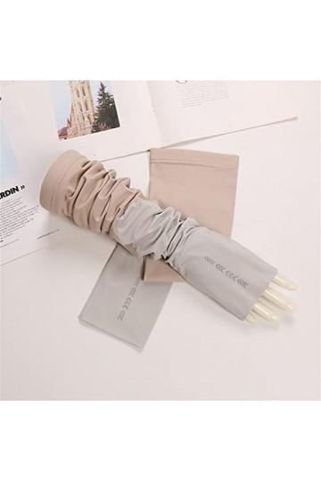 YANYUESHOP Gants sans Doigts Protège-Bras de Conduite en Plein Air pour Femmes à Section Mince dété à Blocs de Couleurs Allo