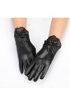 TWDYC Gants en Cuir de Peau de Peau de Mouton dautomne for Femmes avec Mitaines en Dentelle Dressing Gant en Molleton doublé