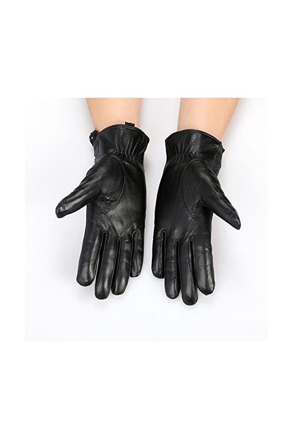 TWDYC Gants en Cuir de Peau de Peau de Mouton dautomne for Femmes avec Mitaines en Dentelle Dressing Gant en Molleton doublé