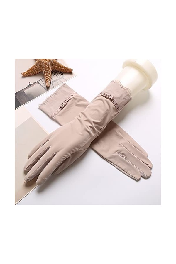 YANYUESHOP Gants Mi-Longs en Soie Glacée pour Femme Printemps, Automne et Été Auto-Conduite Pare-Soleil Section Mince Color 