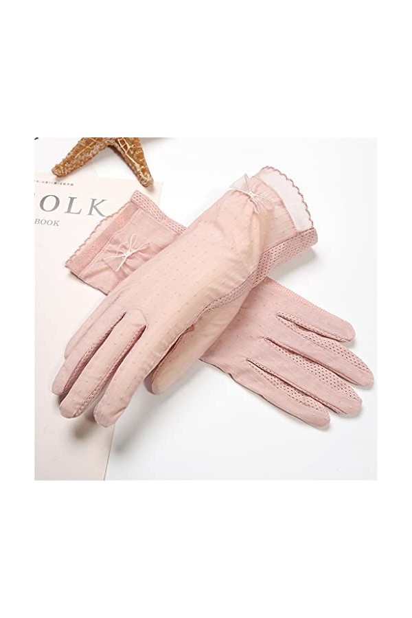YANYUESHOP Printemps Automne Été Gants de Conduite pour Femmes Ice Silk Thin Lace Touch Screen Sleeves Color : D, Size : 24 