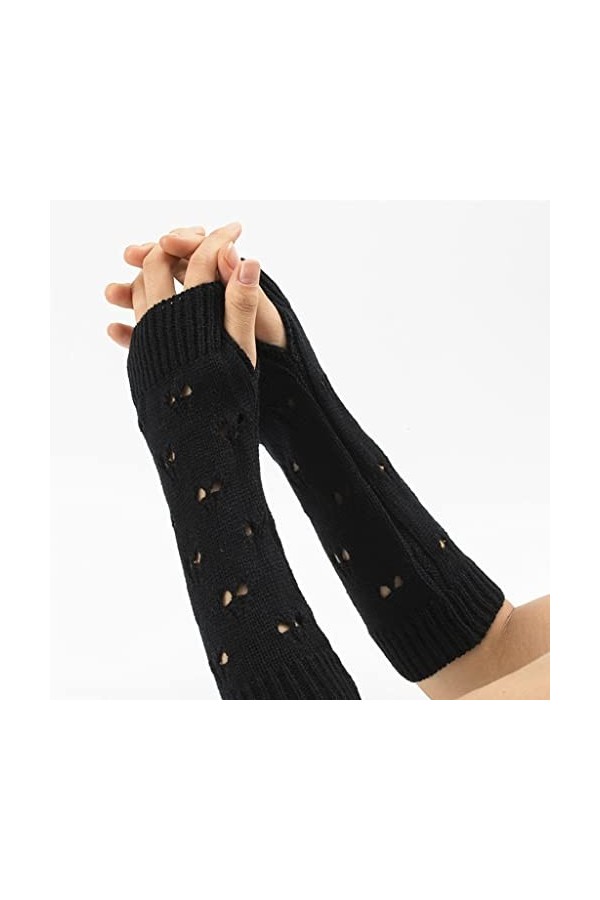 Mitaines chaudes dhiver en crochet et tricot en forme de cœur creux B, taille unique 