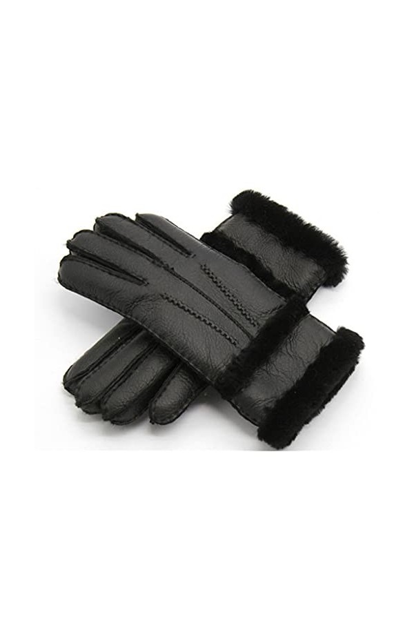 TWDYC Gants dhiver De Laine Femmes Véritables Gants Chauds Dames Élégantes Dames Gants en Cuir Véritable Color : Black, Siz