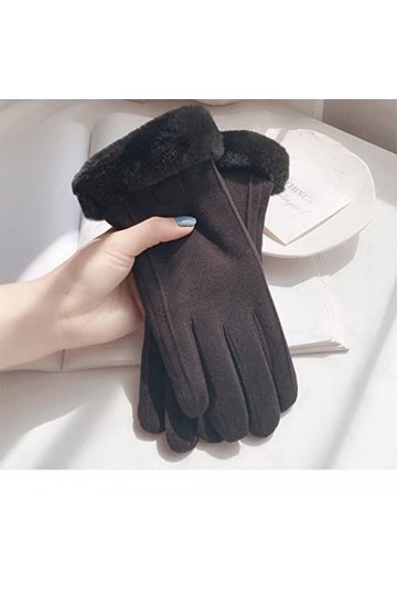 GLUXIT Gants Hiver Femmes Rembourré Épaississement Chaud Mignon Daim Polaire Froid Cyclisme Coupe-Vent Écran Tactile Hiver 