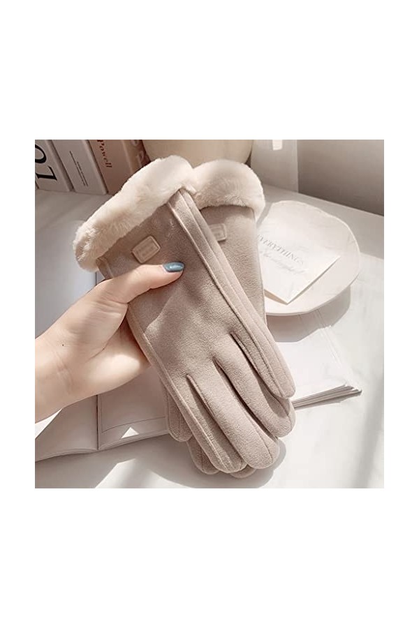 GLUXIT Gants Hiver Femmes Rembourré Épaississement Chaud Mignon Daim Polaire Froid Cyclisme Coupe-Vent Écran Tactile Hiver 