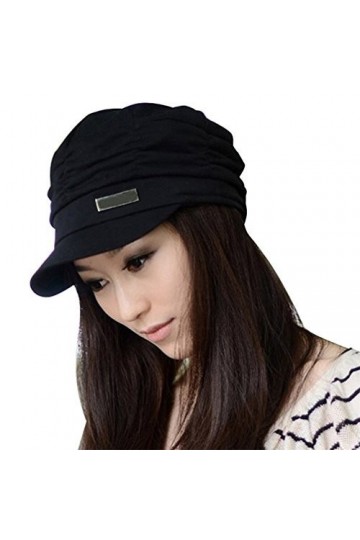 Casquette Femme Pliable Bonnet en Coton Chapeau Automne Hiver Taille Unique -Très Chic Mailanda, Noir, Taille Unique