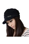 Casquette Femme Pliable Bonnet en Coton Chapeau Automne Hiver Taille Unique -Très Chic Mailanda, Noir, Taille Unique
