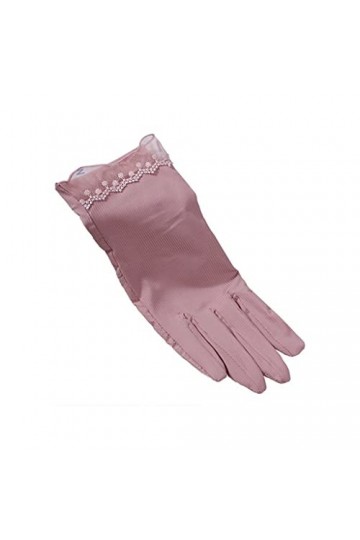 YANYUESHOP Gants dété pour Femme Respirant Équitation Femme Conduite Écran Tactile Soie Glacée Dentelle Fine Color : A, Siz