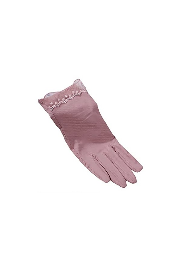 YANYUESHOP Gants dété pour Femme Respirant Équitation Femme Conduite Écran Tactile Soie Glacée Dentelle Fine Color : A, Siz