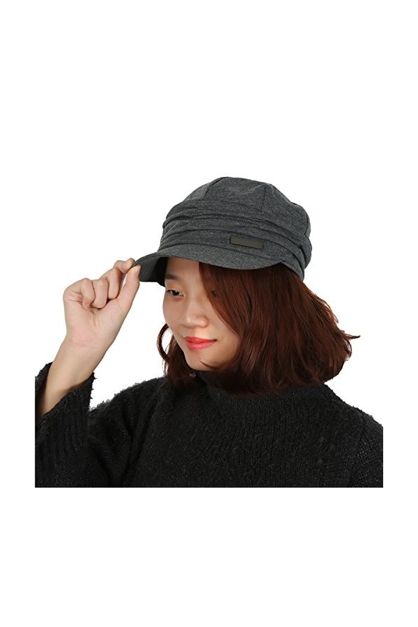 Casquette Femme Pliable Bonnet en Coton Chapeau Automne Hiver Taille Unique -Très Chic Mailanda, Noir, Taille Unique