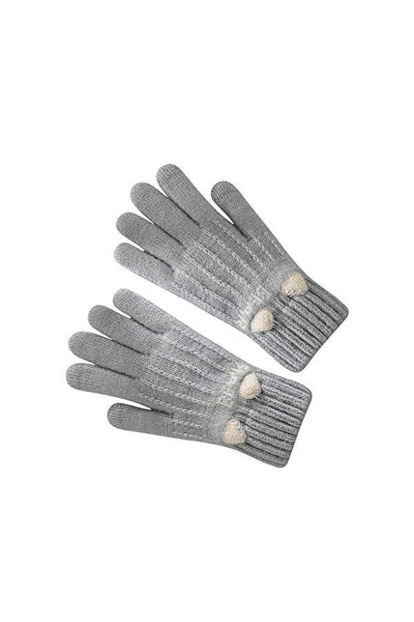 TWDYC Sagace Hiver Gants en Plein air Gloves Fille tricoté Doigts Chats Imprimer des Gants dhiver Doux mouchage Chaud Rester