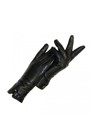 LSDJGDDE Gants dhiver en cuir pour femme avec doublure souple et fermoir riveté couleur : noir, taille : 7 