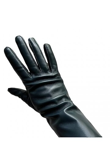 Gants longs en cuir pour femme - Gants dhiver chauds sans écran tactile - 40 cm - XL