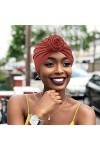 DRESHOW 5 Pièces Turban Africain pour Femme Bonnet Pré-noué Bonnet Chimio Casquette de Perte de Cheveux Chapeau