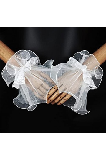 wrtgerht Femmes Gothique Dentelle Maille Stretch Corne Manchettes Winkled à Volants fête de Mariage Parasol décoratif Chauffe
