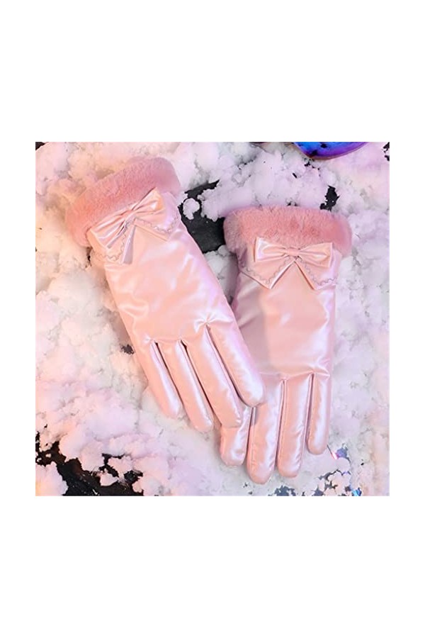 Gants Chauds, Femmes Hiver avec Velours épais écran Tactile Chaud Brillant et élégant Mignon Poignet en Peluche imperméable G