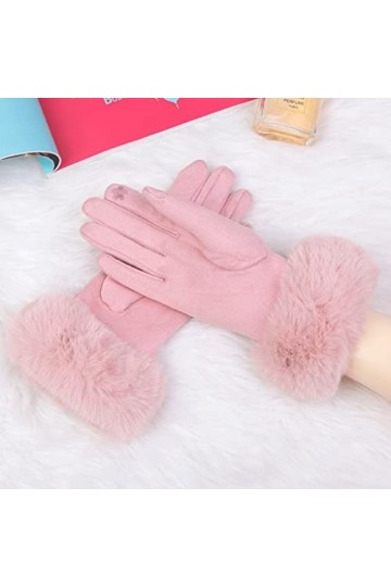 LZQDM Gant à écran Tactile Chaleureux Hiver Faux Faux Rabit Plus Velvet Gants dentraînement épais Color : Pink, Size : One 