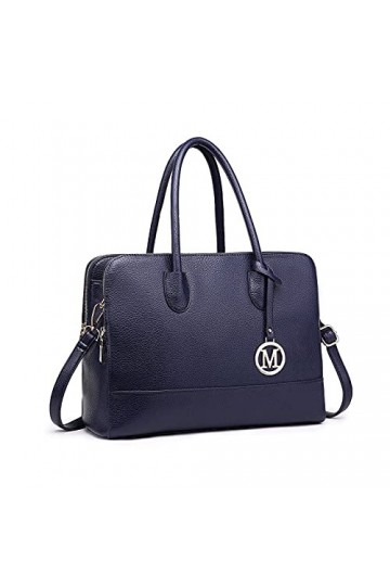Miss Lulu Sac à Main Femme en Cuir PU Poignée Sac Bandoulière Bleu 