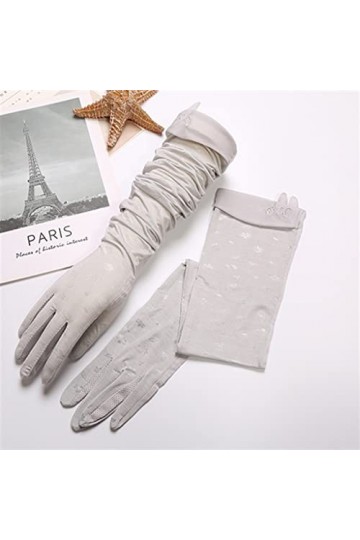 YANYUESHOP Conduite Gants Mi-Longues Section Mince Protège-Bras Manches Ombrage Manches en Soie Glacée Été Femmes Color : A,