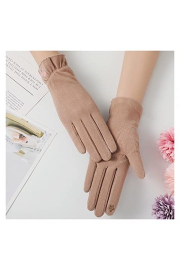 N/A Moufles à écran tactile broderie femmes vintage hiver complet doigt garde au chaud coupe-vent gant femme couleur : C, ta