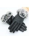 n/a Gants en cuir pour écran tactile pour femme Automne Hiver Épais Chaud Coupe-vent Imperméable Moufles de cyclisme en plein